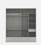 Casada 2 Door Sliding Wardrobe With Mirror & Drawer In Pumic Grey Finish