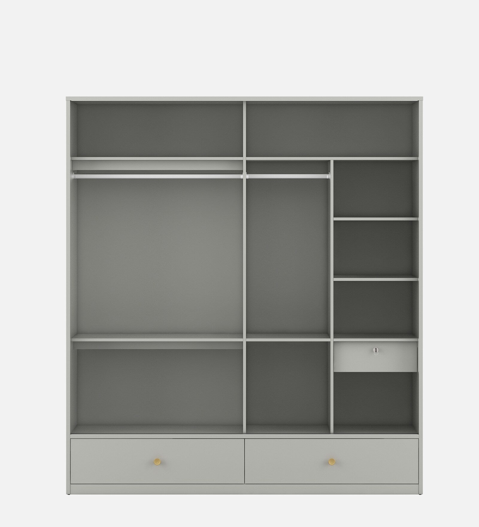 Casada 2 Door Sliding Wardrobe With Mirror & Drawer In Pumic Grey Finish