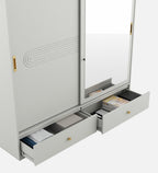 Casada 2 Door Sliding Wardrobe With Mirror & Drawer In Pumic Grey Finish