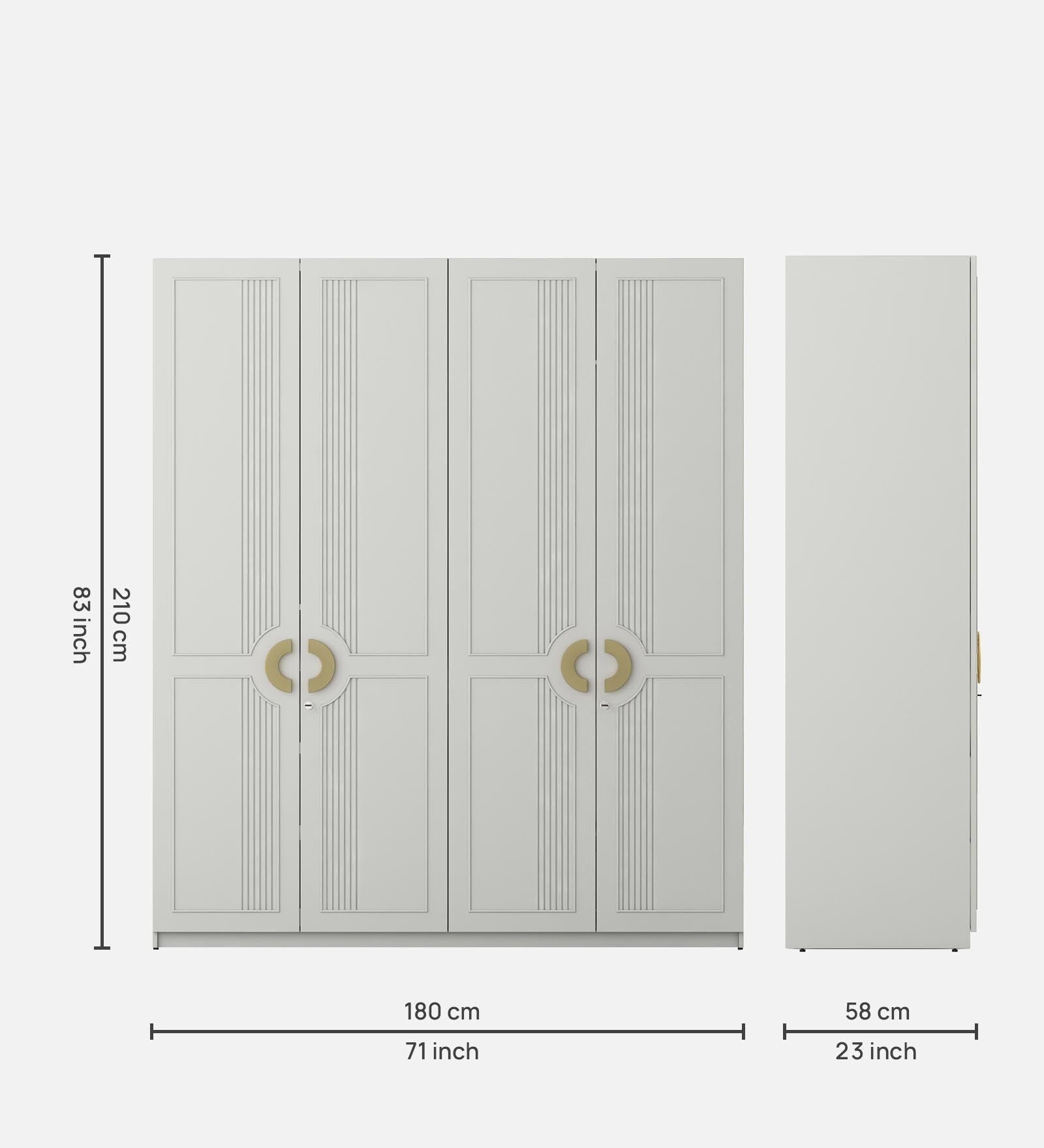 Kosmo Akira 4 Door Wardrobe in Pumic Grey Finish