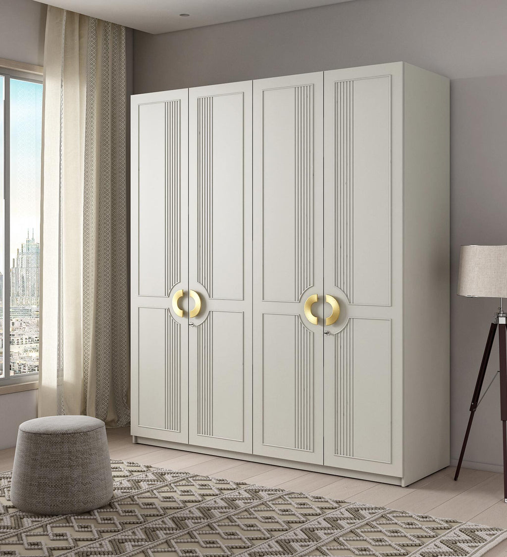 Kosmo Akira 4 Door Wardrobe in Pumic Grey Finish