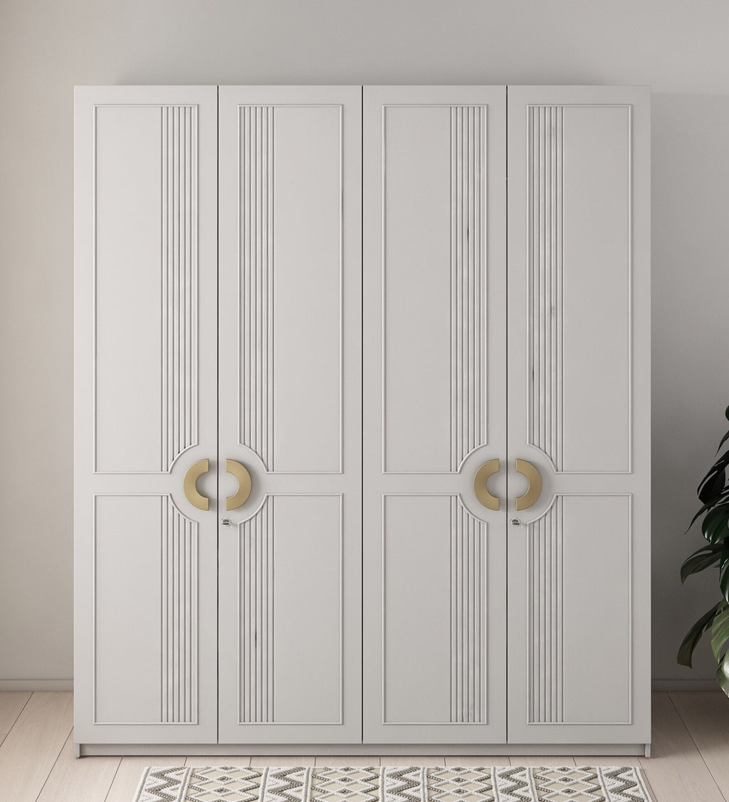 Kosmo Akira 4 Door Wardrobe in Pumic Grey Finish
