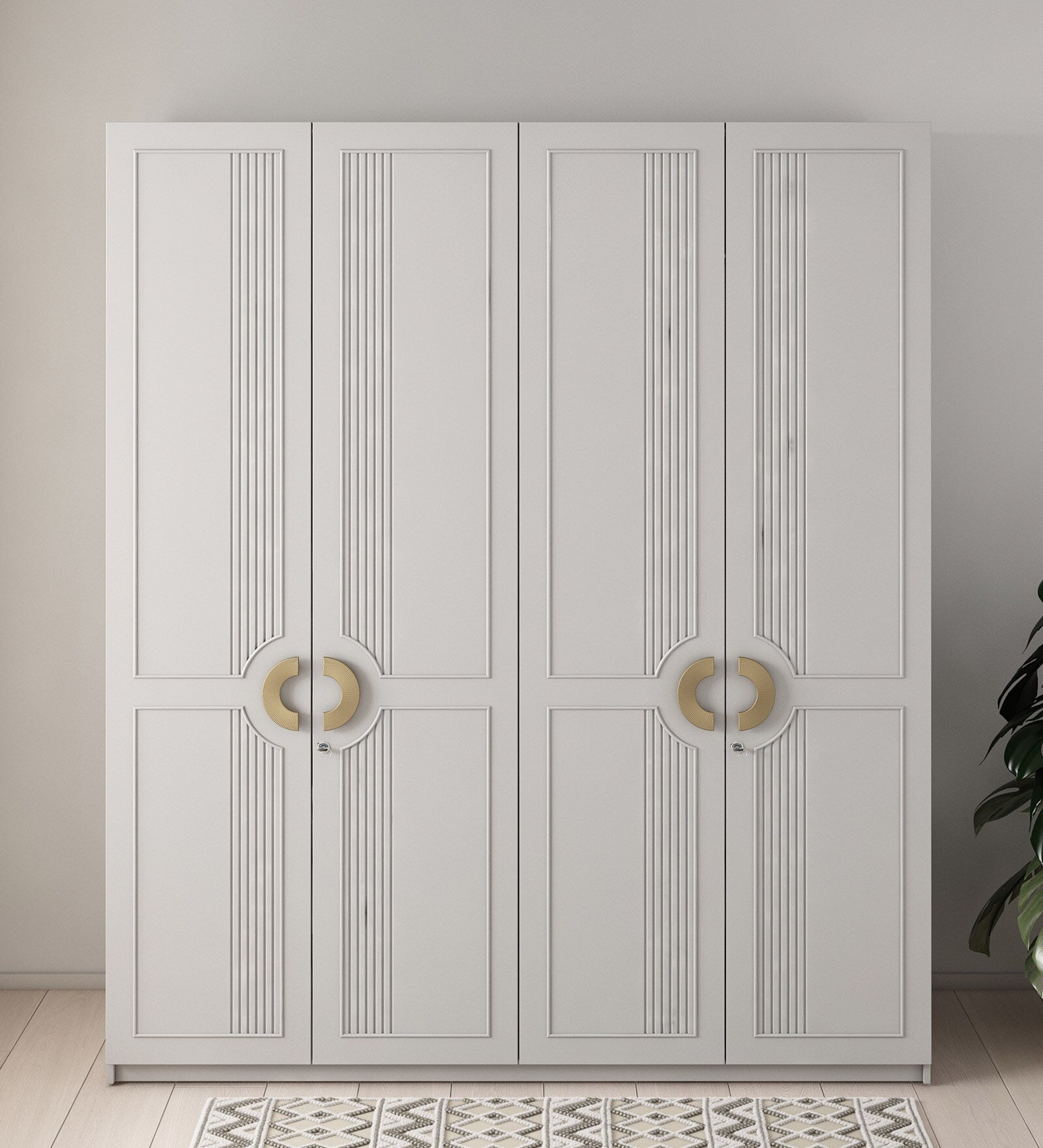 Kosmo Akira 4 Door Wardrobe in Pumic Grey Finish