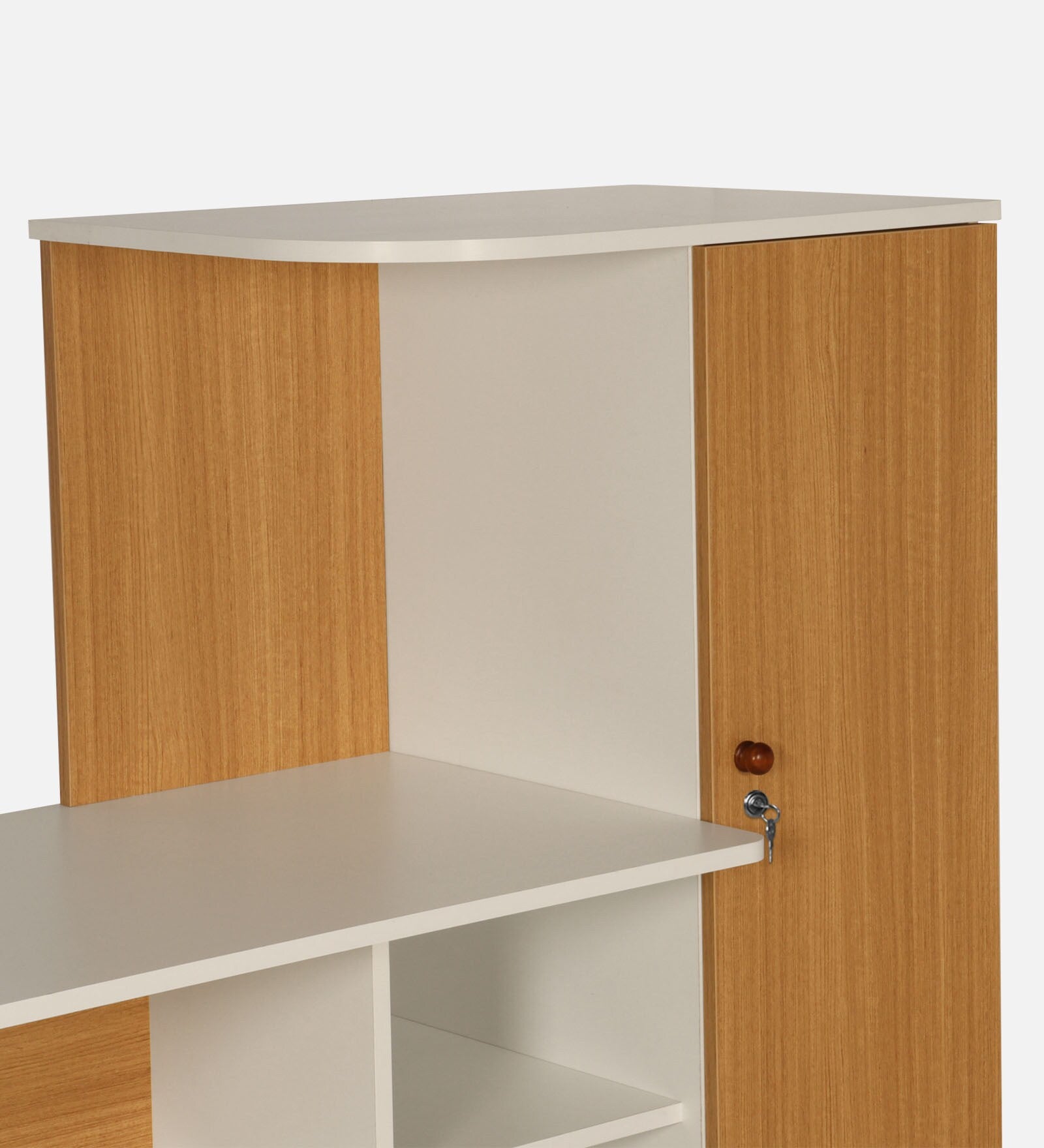 Maya Study Table In White & Teak Colour