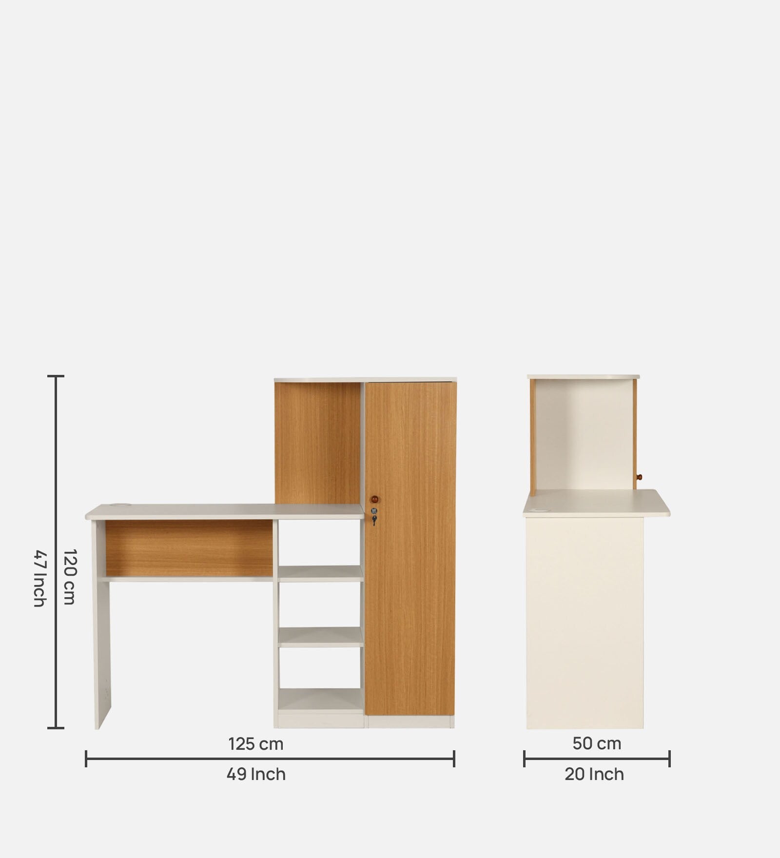 Maya Study Table In White & Teak Colour
