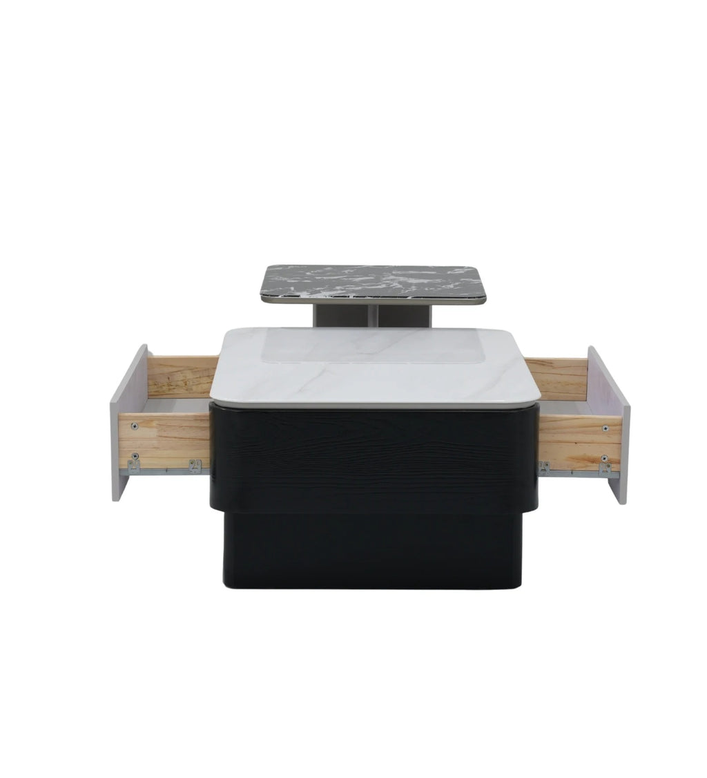 Seattle American Glass Top Coffee Table Set Of Two In White Finish