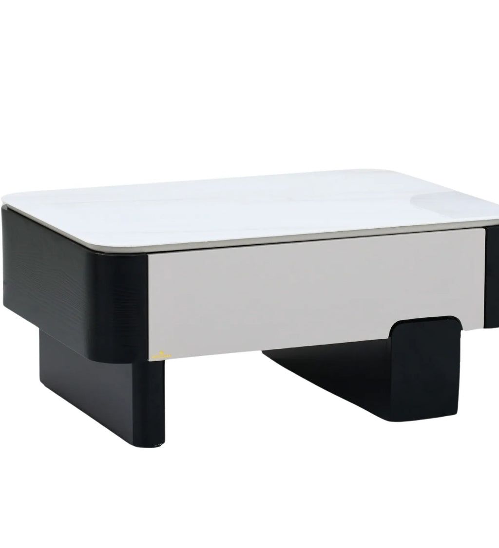 Seattle American Glass Top Coffee Table Set Of Two In White Finish