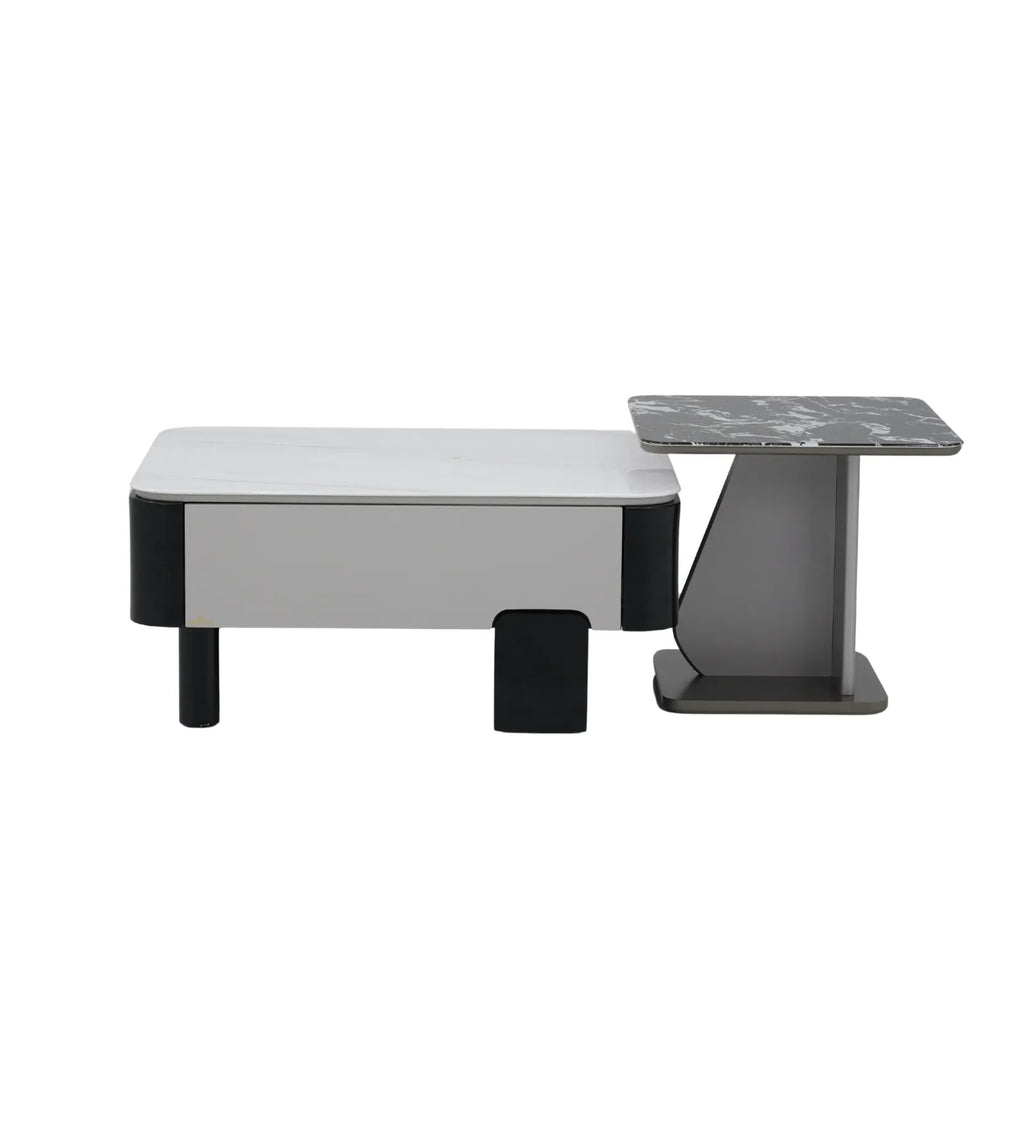 Seattle American Glass Top Coffee Table Set Of Two In White Finish