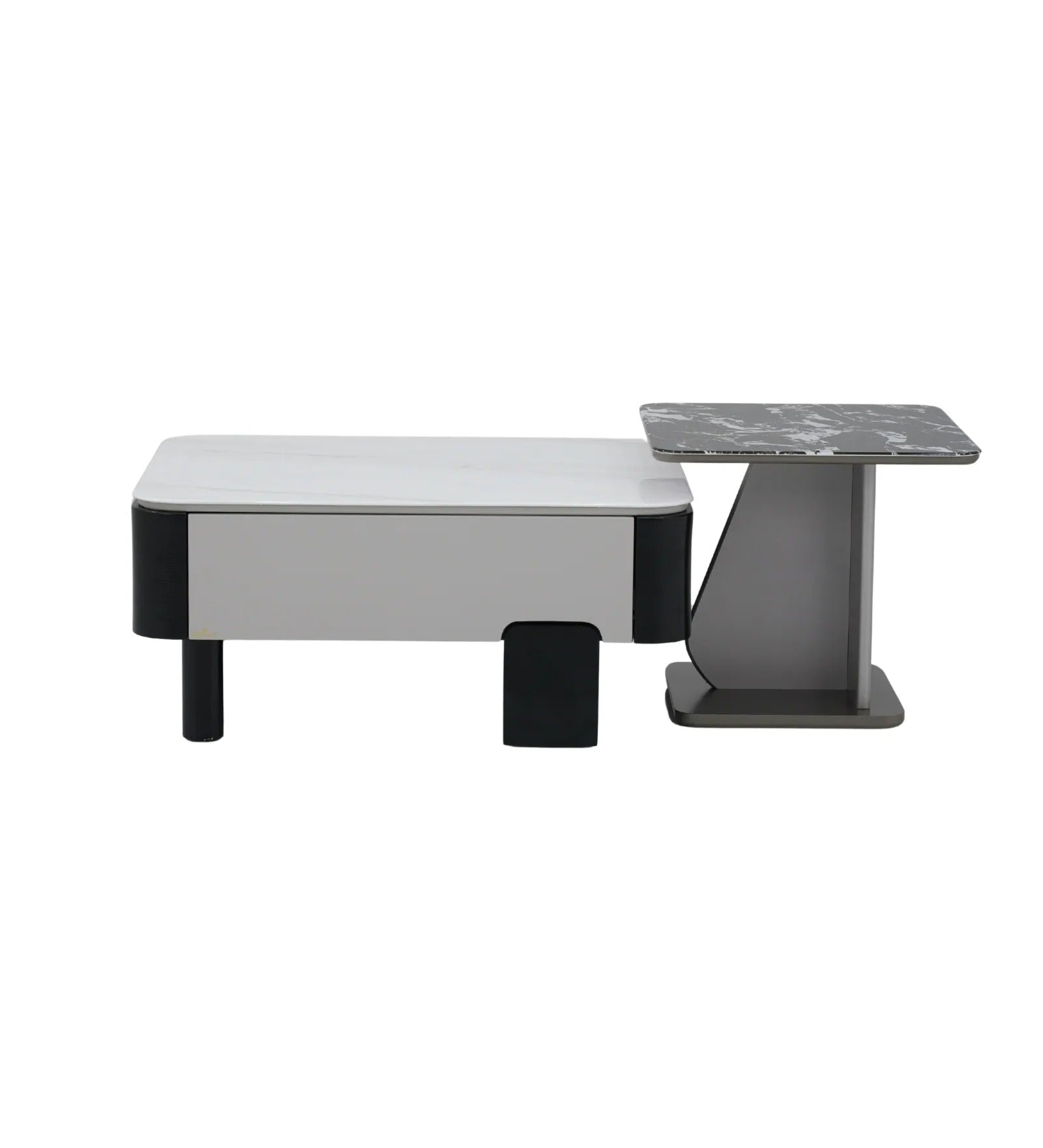 Seattle American Glass Top Coffee Table Set Of Two In White Finish