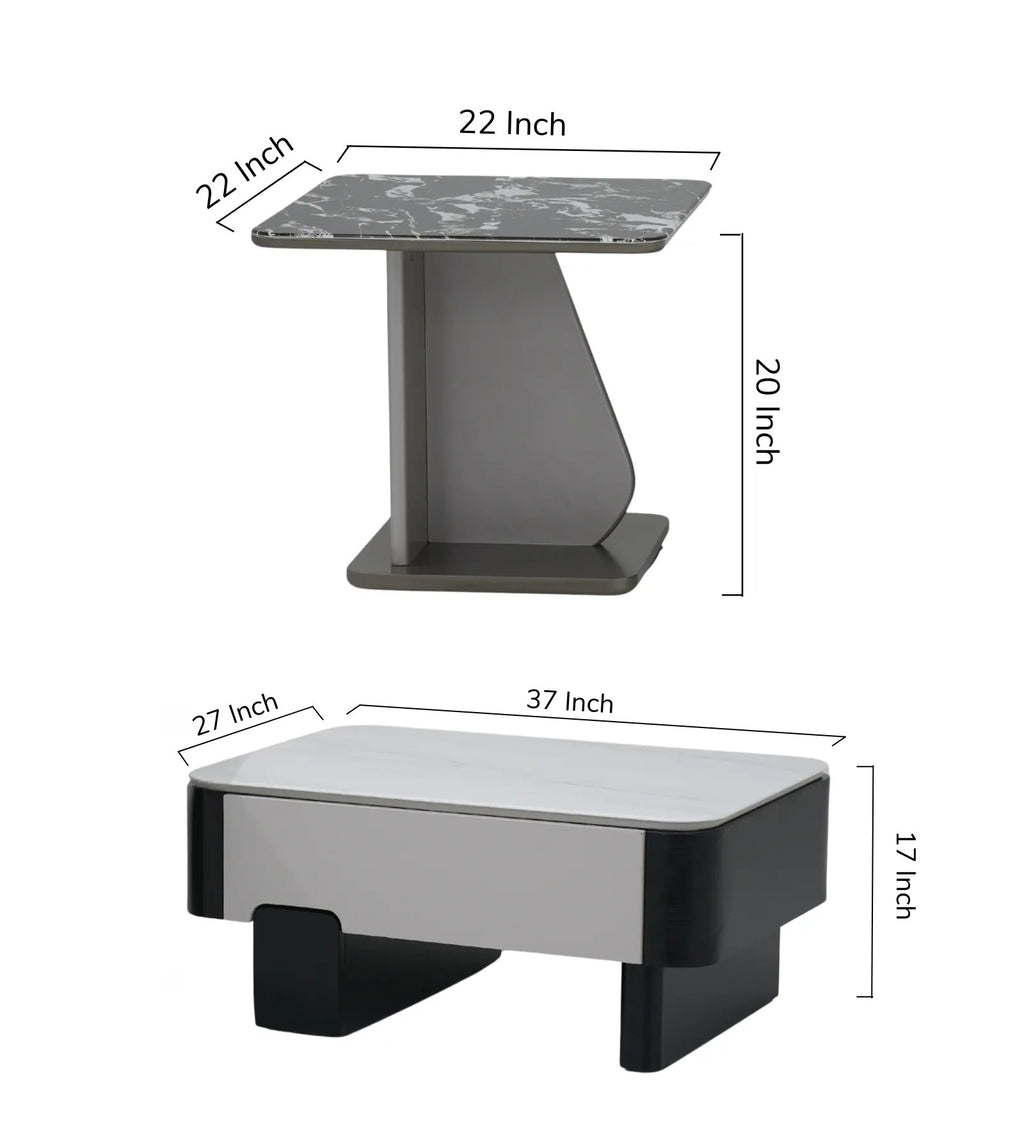 Seattle American Glass Top Coffee Table Set Of Two In White Finish