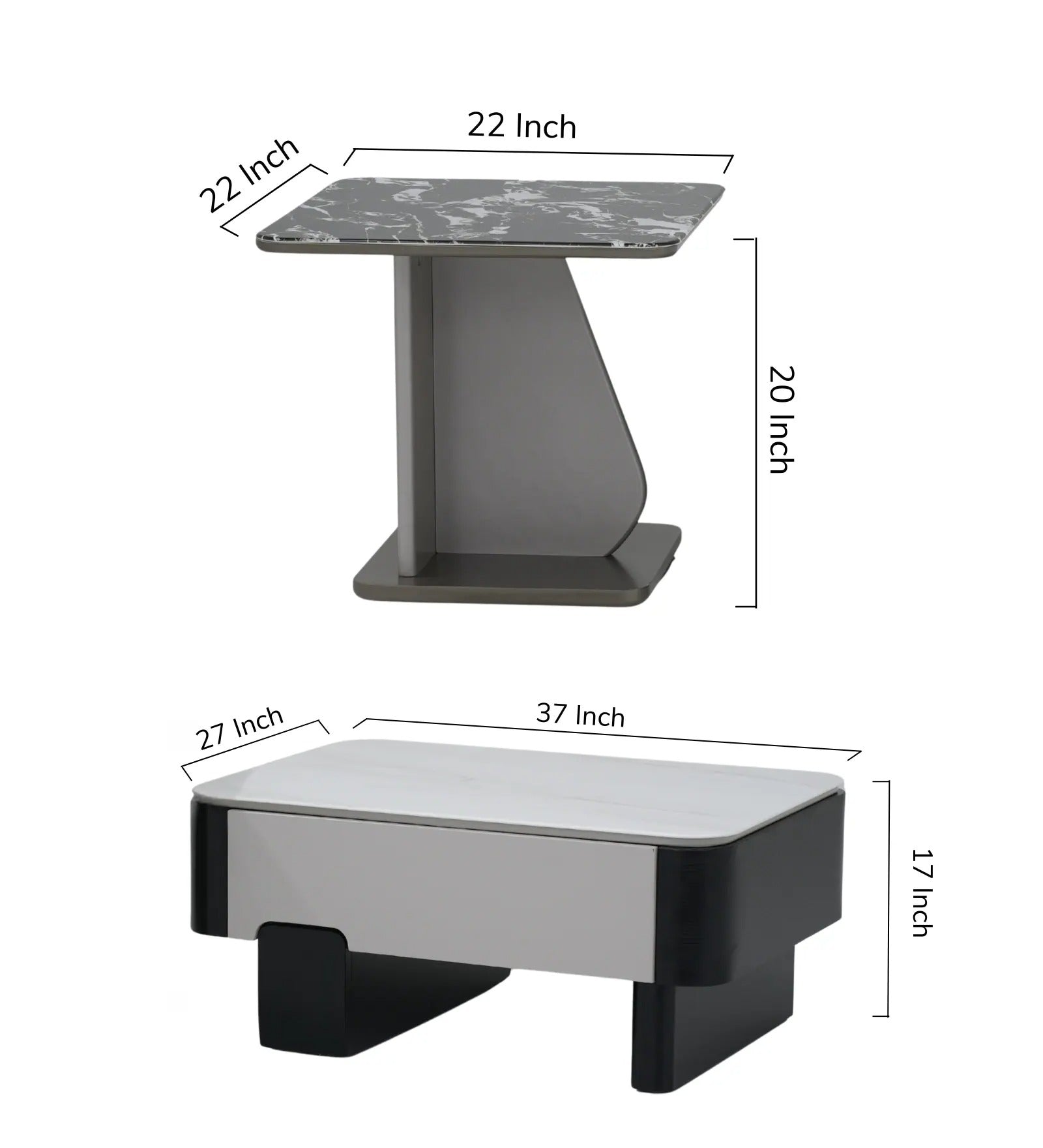 Seattle American Glass Top Coffee Table Set Of Two In White Finish