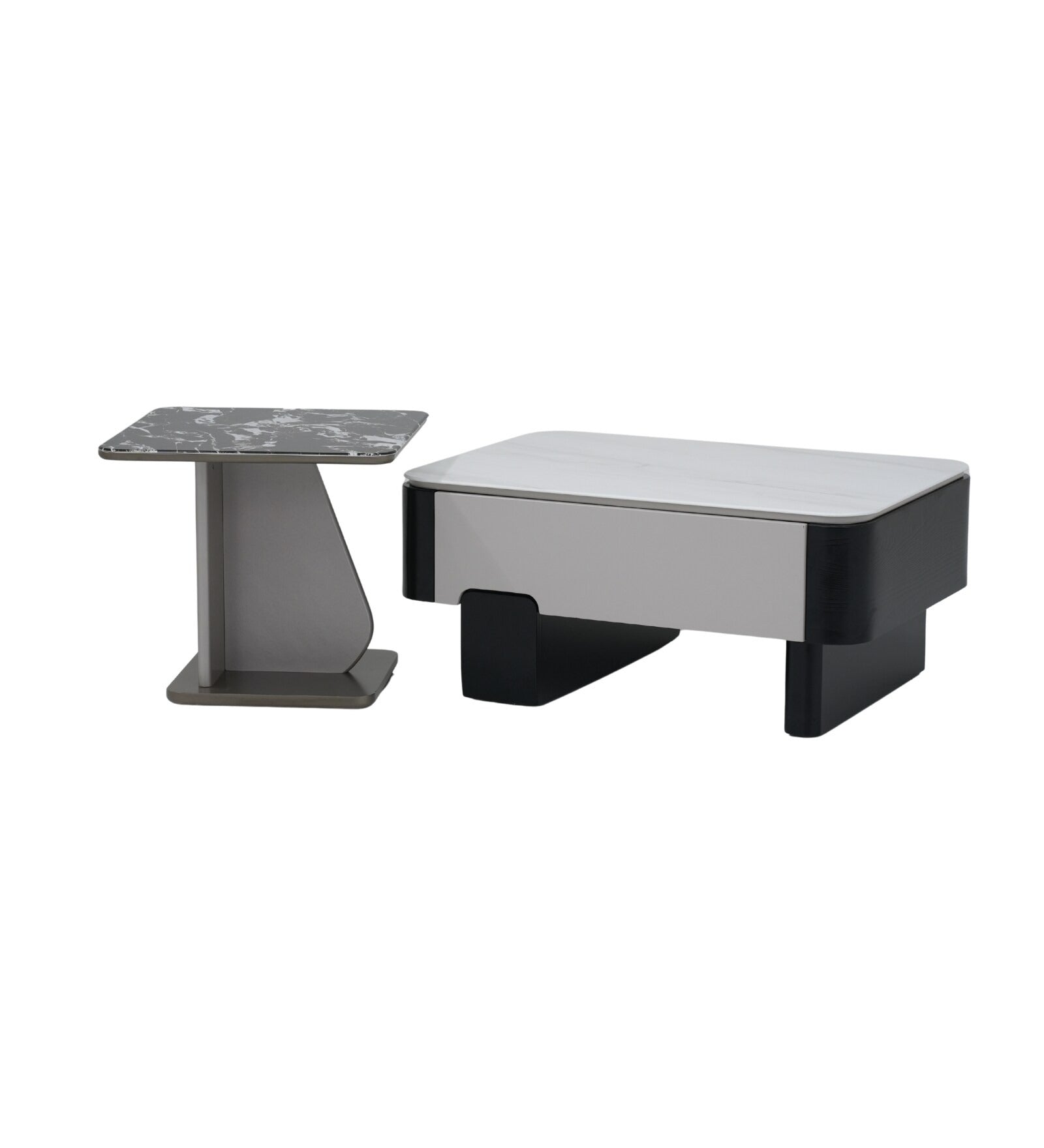 Seattle American Glass Top Coffee Table Set Of Two In White Finish