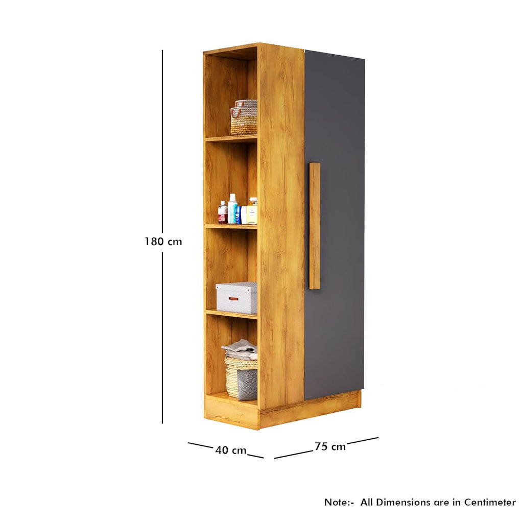 Wooden Almirah 1 Door Wardrobe With Hanging Space