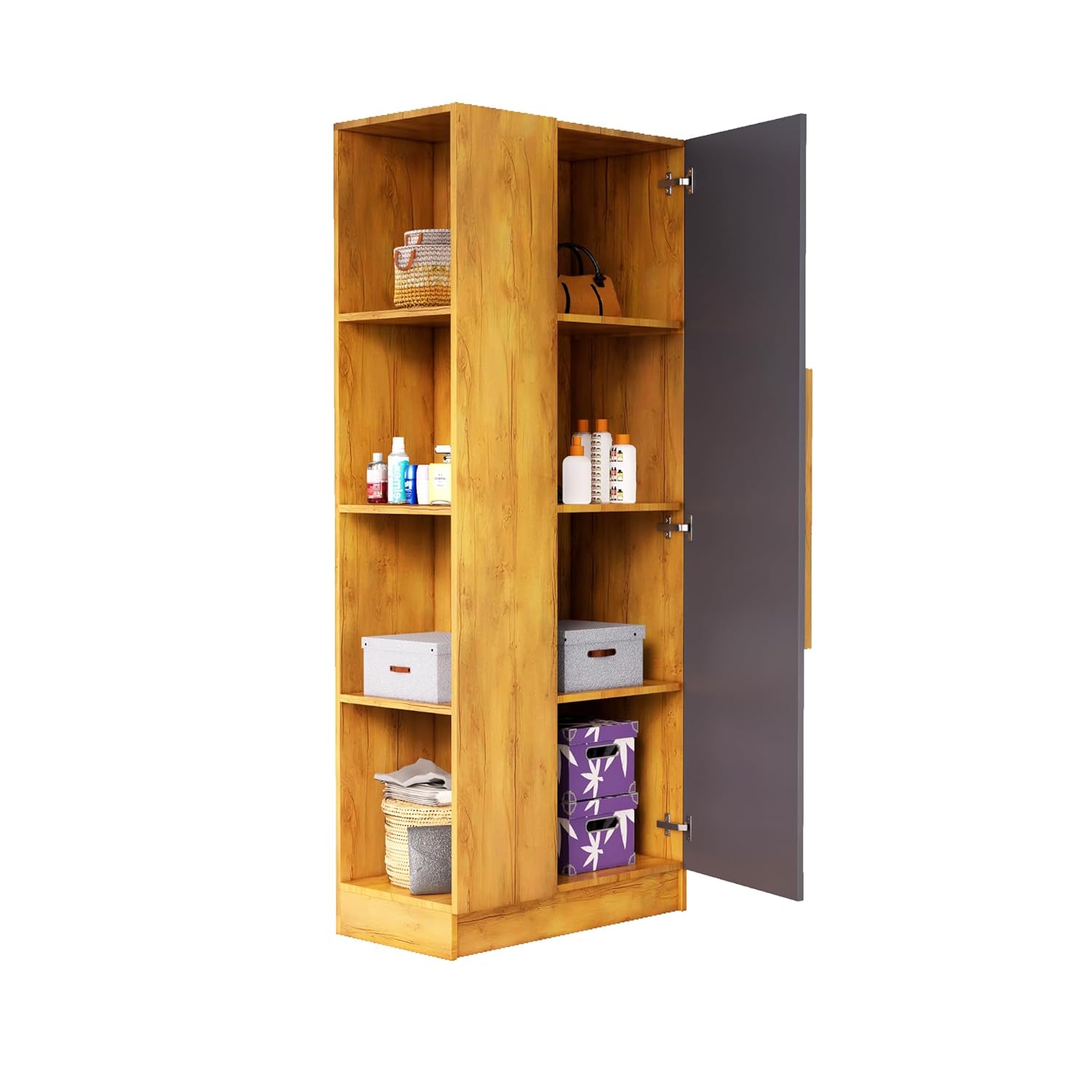 Wooden Almirah 1 Door Wardrobe With Hanging Space
