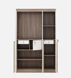 Cassandra 3 Door Wardrobe In Bella Noce & Glossy White Colour With Drawer & Locker