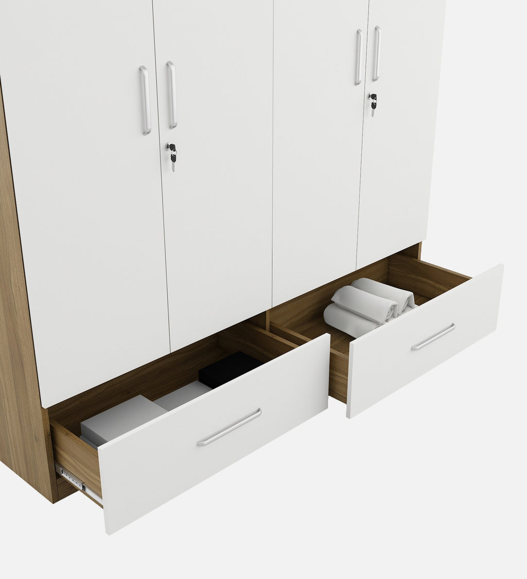 Kosmo Apex 4 Door Wardrobe With Loft In Frosty White Finish With Locker & Drawer