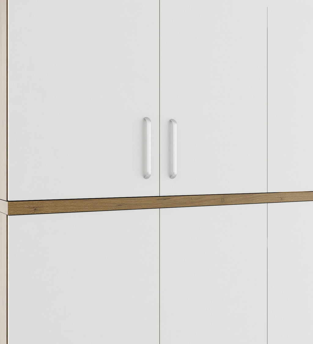 Kosmo Apex 4 Door Wardrobe With Loft In Frosty White Finish With Locker & Drawer