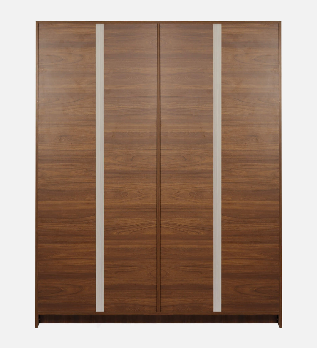 Maya 4 Door Wardrobe With Locker In Teak And White Finish With Mirror & Drawer