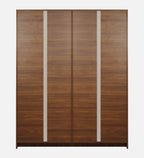 Maya 4 Door Wardrobe With Locker In Teak And White Finish With Mirror & Drawer