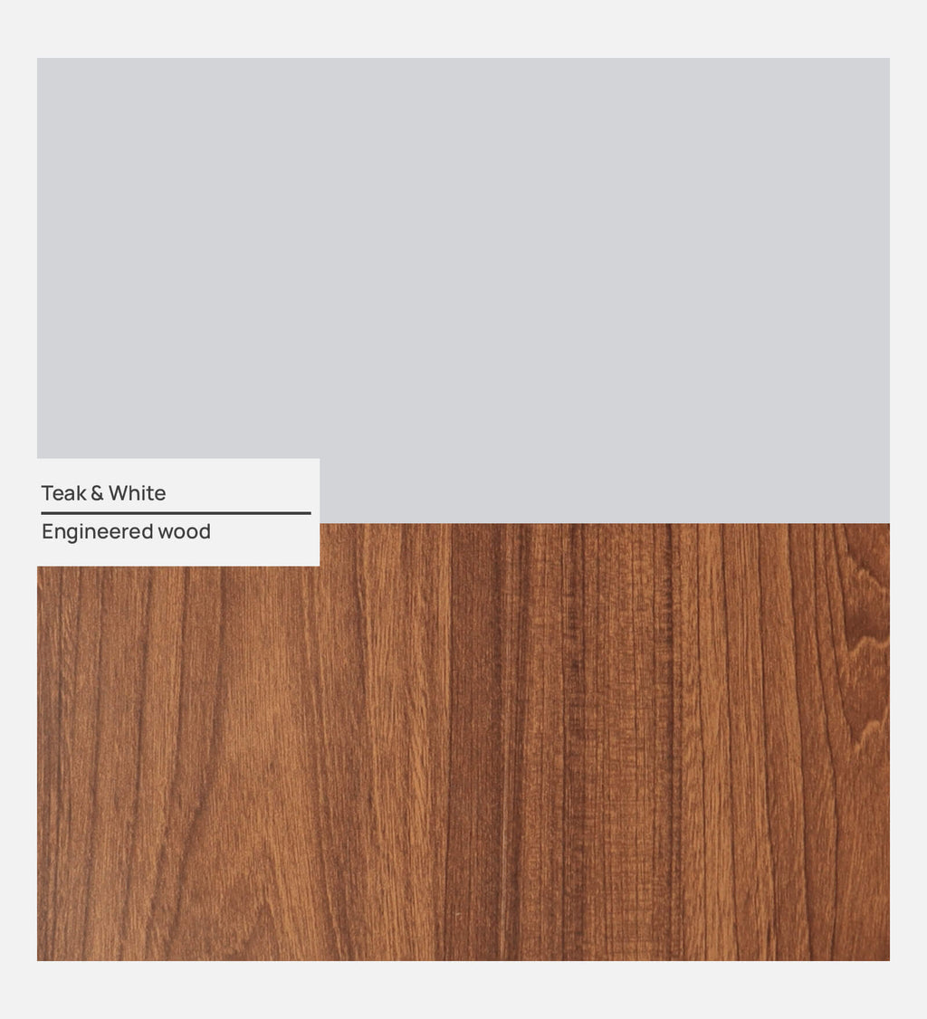 Maya 4 Door Wardrobe With Locker In Teak And White Finish With Mirror & Drawer