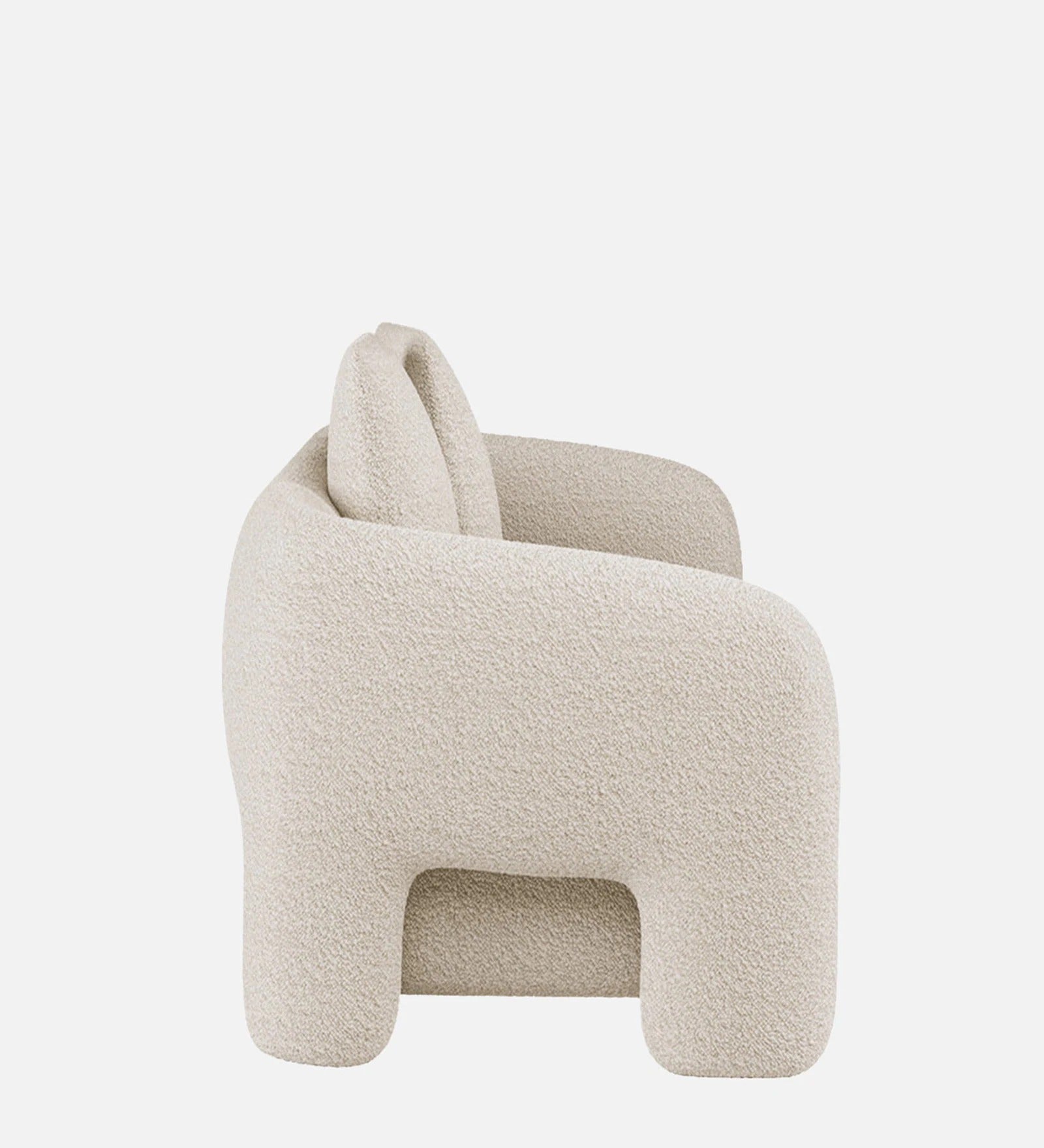 Urban Opulence Velvet Fabric Three-Seater Sofa In White Colour