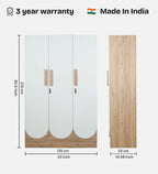 Opera 3 Door Wardrobe With Hidden Storage & Digital Lock In Light Walnut & Frosty White Colour