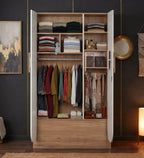 Opera 3 Door Wardrobe With Hidden Storage & Digital Lock In Light Walnut & Frosty White Colour