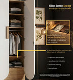 Opera 3 Door Wardrobe With Hidden Storage & Digital Lock In Light Walnut & Frosty White Colour