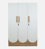 Opera 3 Door Wardrobe With Hidden Storage & Digital Lock In Light Walnut & Frosty White Colour