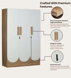 Opera 3 Door Wardrobe With Hidden Storage & Digital Lock In Light Walnut & Frosty White Colour