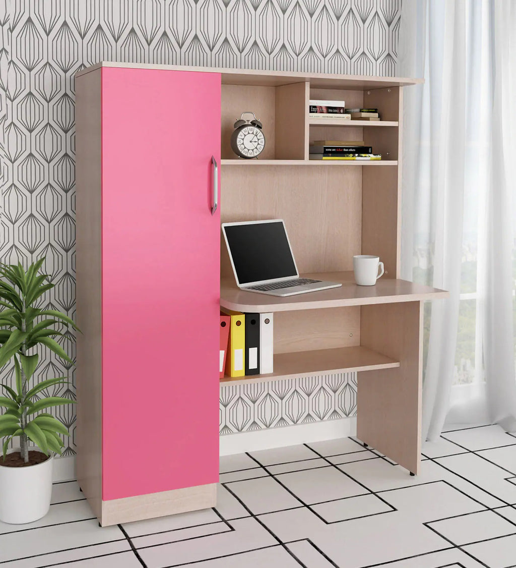 Boston Kids Study Table in Sandy Sawline & Pink Finish