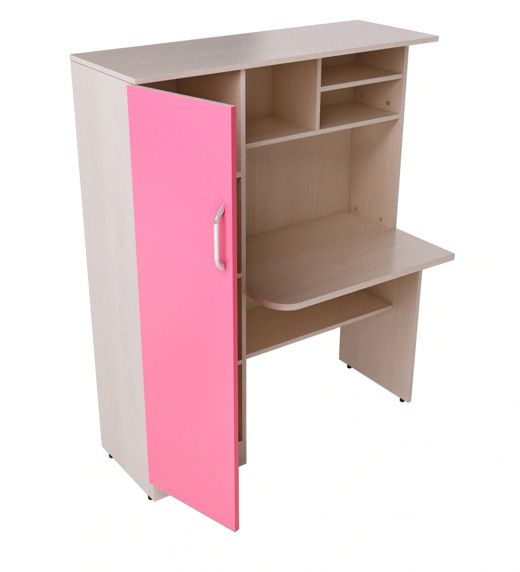 Boston Kids Study Table in Sandy Sawline & Pink Finish