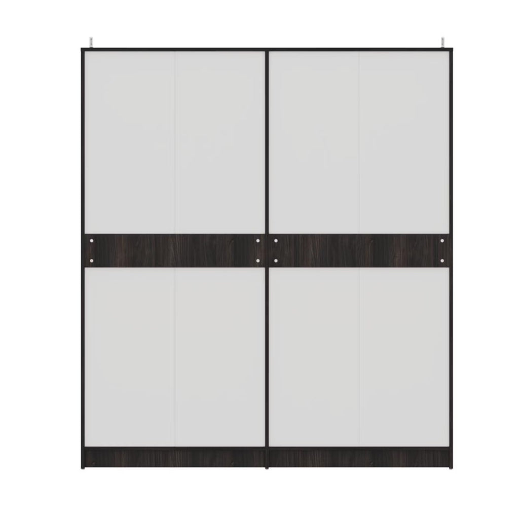 Cashmere Plus 4 Door Wardrobe with 4 Shelves, 2 Drawers, Mirror & 2 Hanging Areas (Wyoming Maple & Frappe)