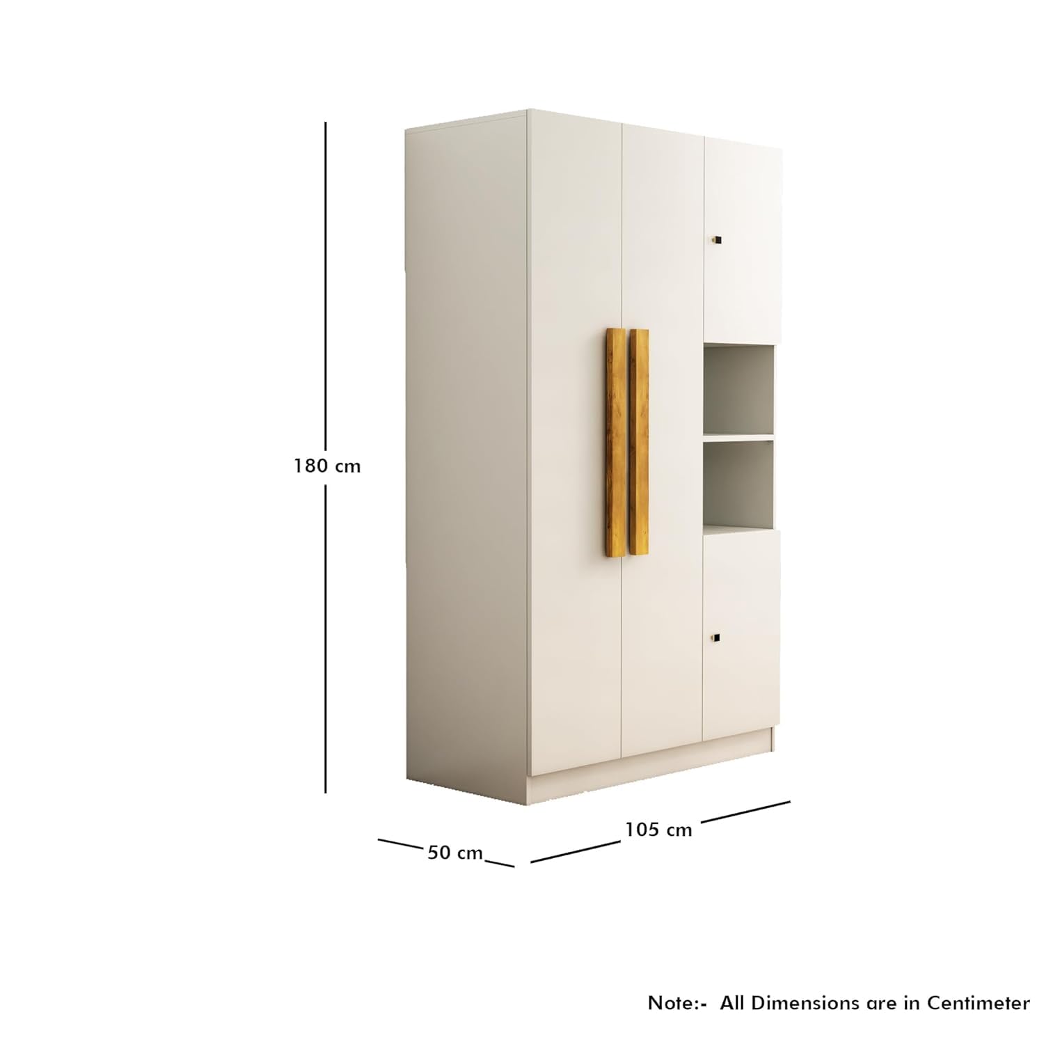 Wooden Almirah 4 Door Wardrobe With Hanging Space