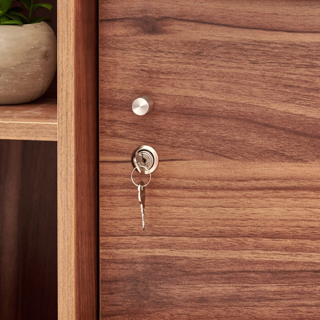 Shoji 2-Door Wardrobe with Curio - Brown