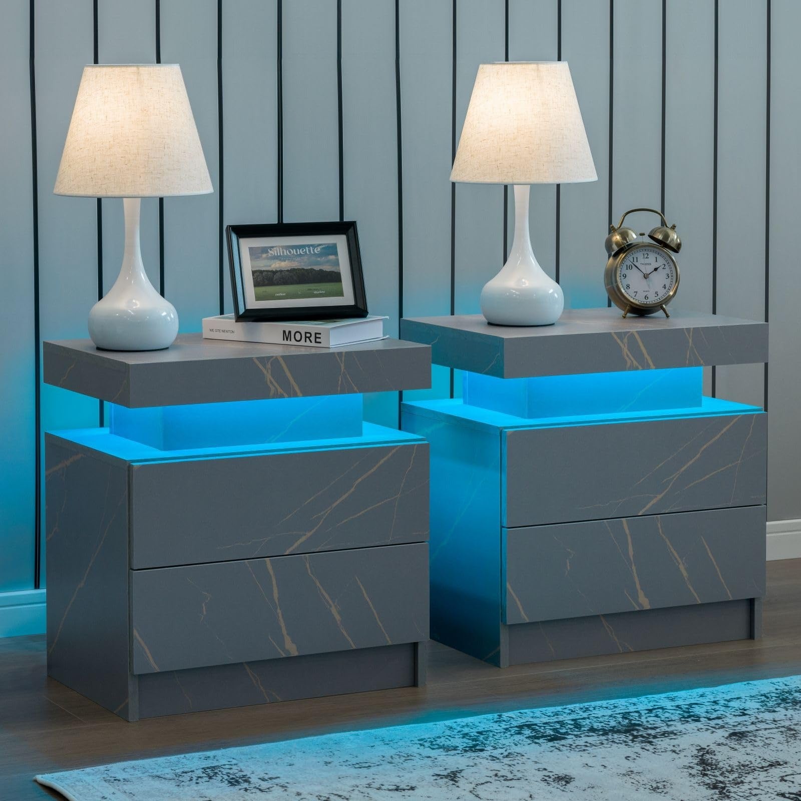 Nightstand Set of 2 Modern Night Stands Set of 2 Bed Side Table with 2 Drawers End Tables for Bedroom, Living Room