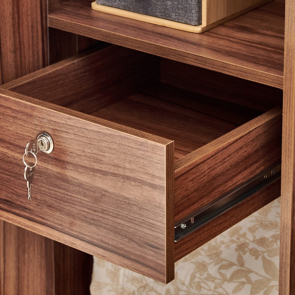 Shoji 2-Door Wardrobe with Curio - Brown