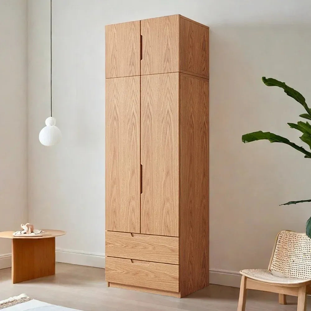 European-Style Simple Wardrobe - Minimalist Solid Wood Bedroom Closet