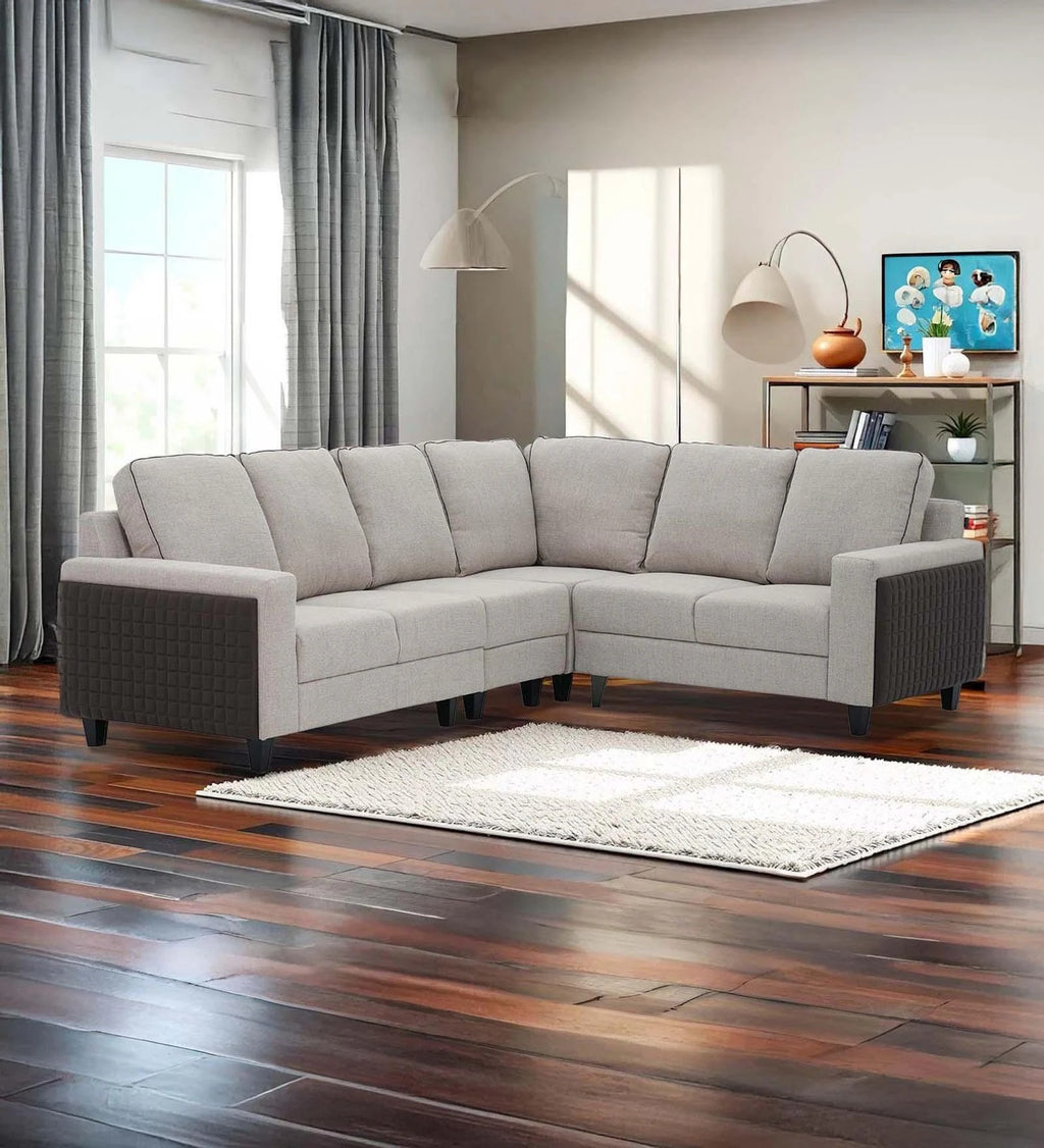 Naples Italian Fabric C Shape Corner Sofa In Grey Color