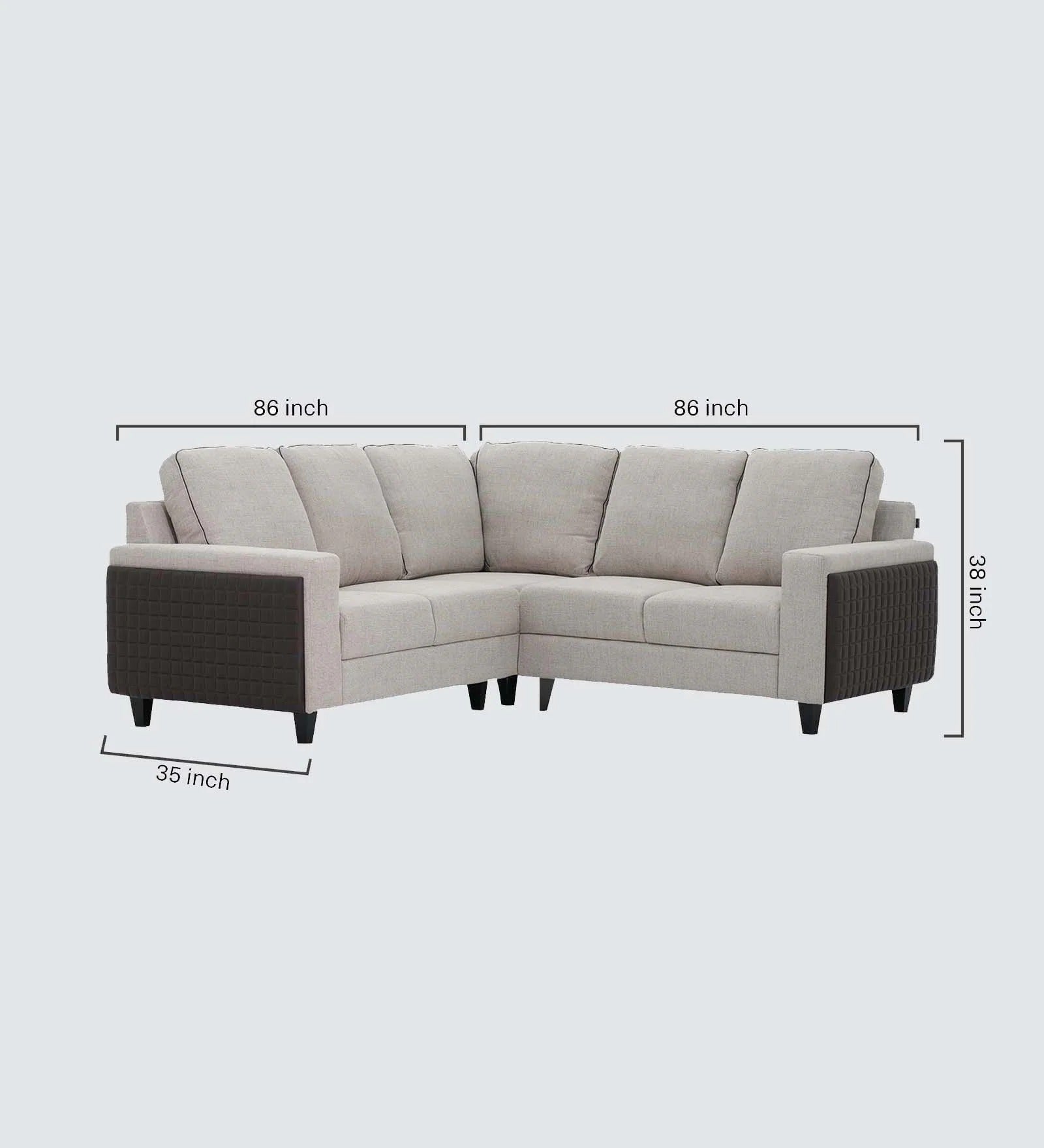 Naples Italian Fabric C Shape Corner Sofa In Grey Color