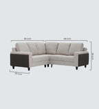 Naples Italian Fabric C Shape Corner Sofa In Grey Color