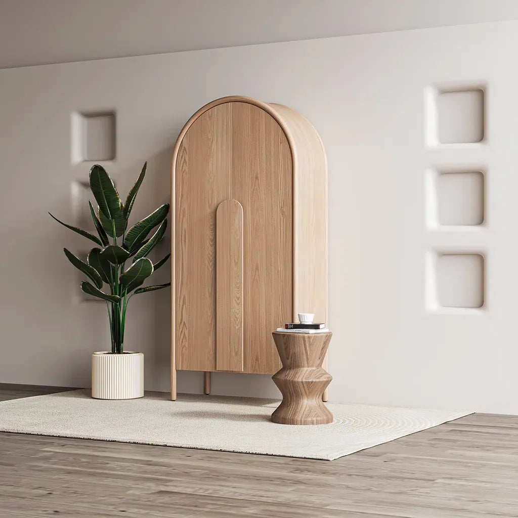 Contemporary Solid Wood Wardrobe - Modern & Simple Bedroom Storage Armoire