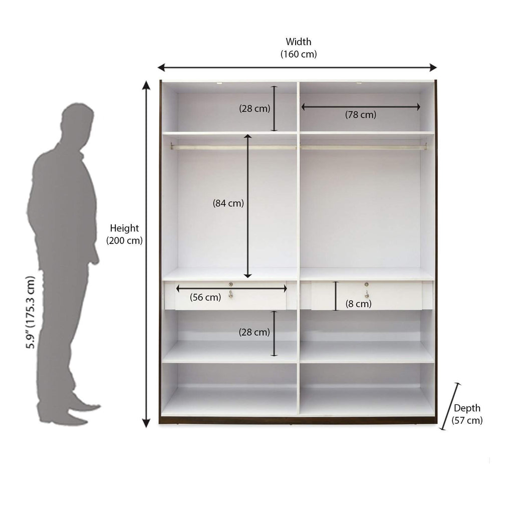 4 Door Wardrobe (Brown)