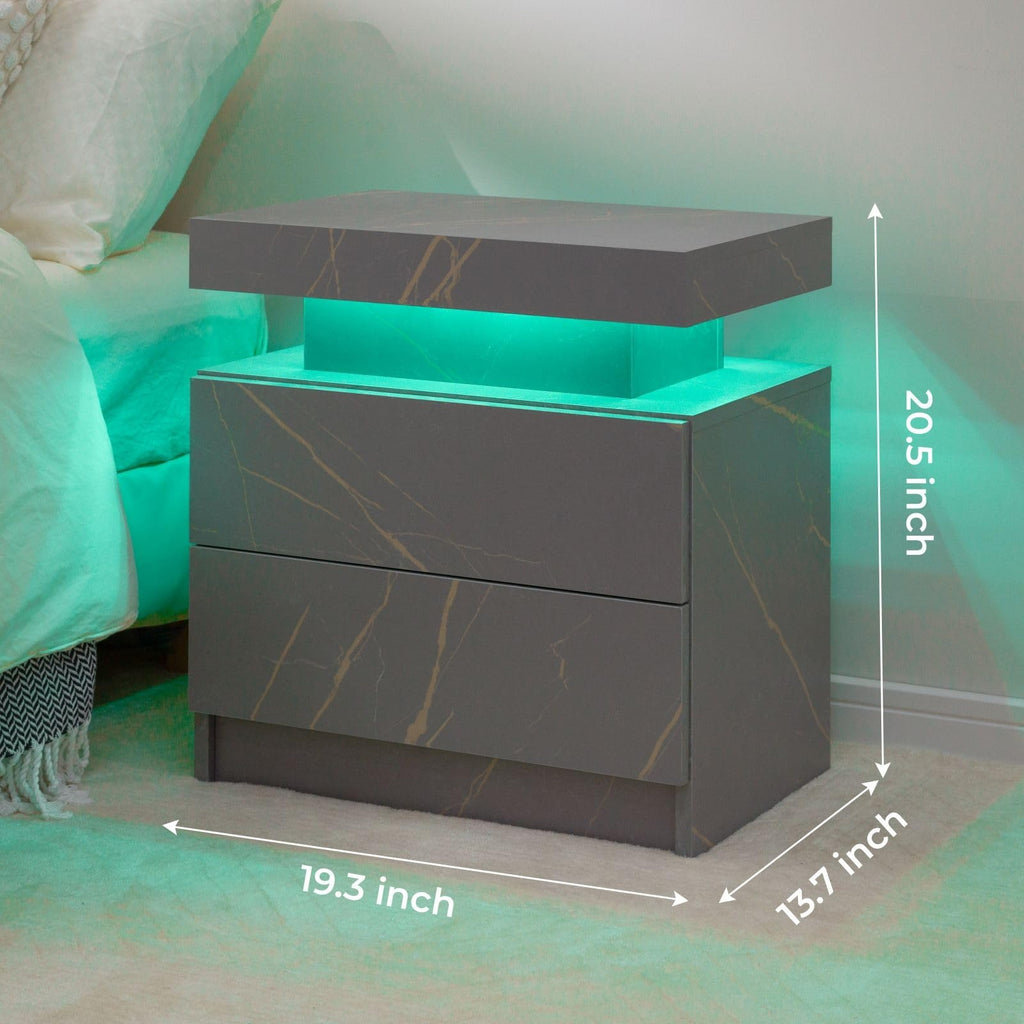 Nightstand Set of 2 Modern Night Stands Set of 2 Bed Side Table with 2 Drawers End Tables for Bedroom, Living Room