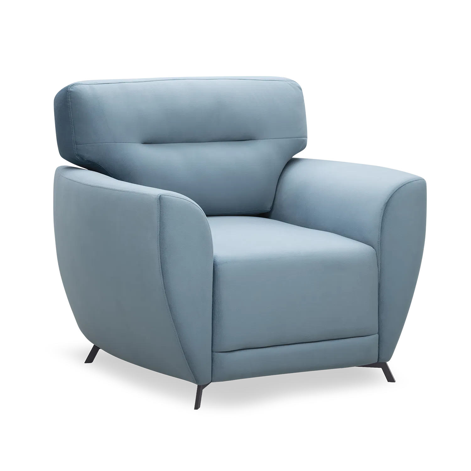 Elvis Velvet 1 Seater Sofa in Mineral Blue Color