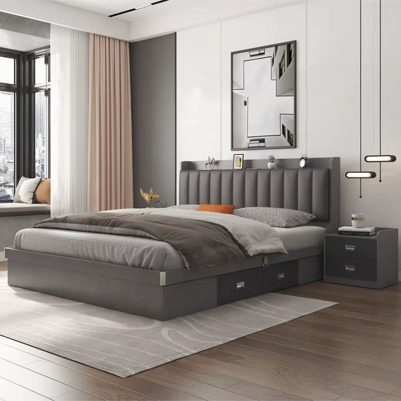 Factory Price My Bedroom High Sleeper Modern Style Wood Double Bed Frames Platform Twin Bed With Drawers Storage