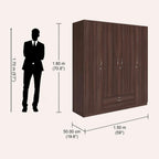 Modern Gold Touch Particle Wood  4 Door Almirah (Engineering Wood Wardrobe )