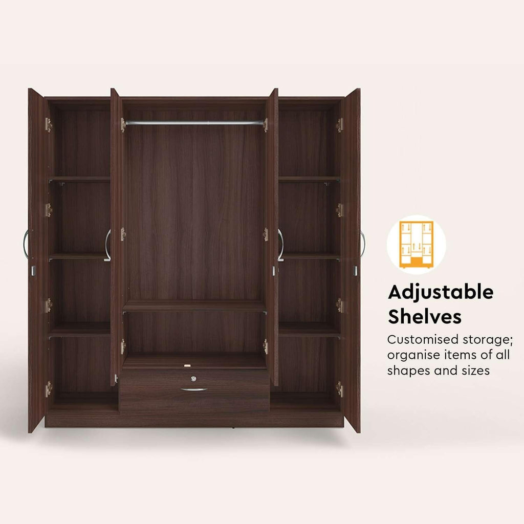 Modern Gold Touch Particle Wood  4 Door Almirah (Engineering Wood Wardrobe )
