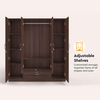 Modern Gold Touch Particle Wood  4 Door Almirah (Engineering Wood Wardrobe )