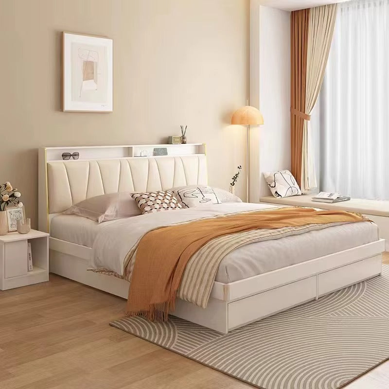 China Mdf Eco-Friendly Sample Design Storage Room Modern Double Wood Frame Space Saving Set Furniture Bedroom Hotel Beds